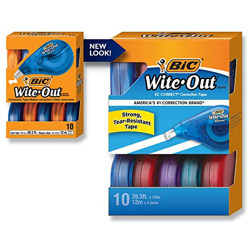 Bic Wite-out Brand Ez Cinta Correctora Correcta, Blanco, 10