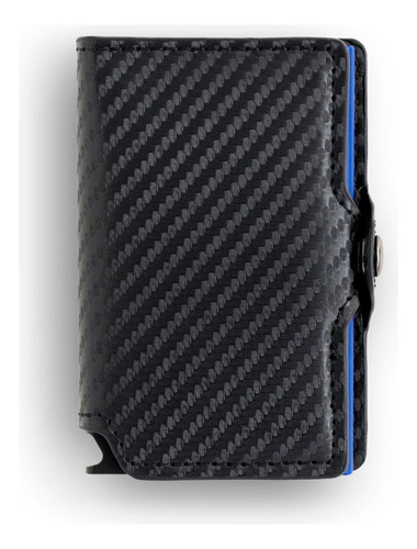 Billetera Walla Wallets Carbono Black & Blue Doble Rfid