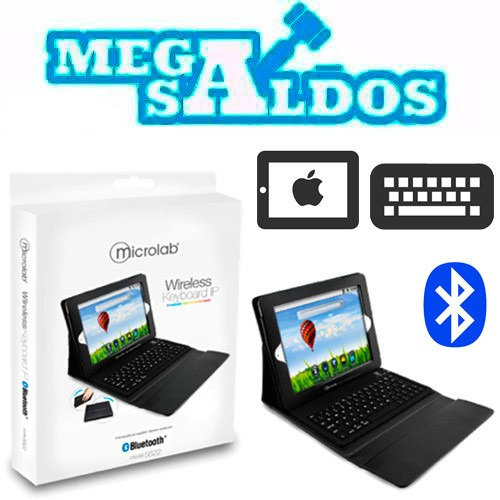 Megasaldos Funda Teclado Bluetooth iPad 2 3 4 Microlab Cuero