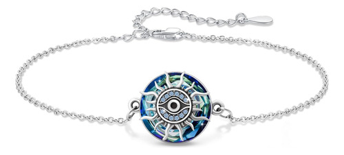 Yeesia Pulsera De Mal De Ojo, Pulseras De Cristal De Plata D