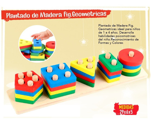 Juego Didactico Montessori Plantado Figuras Geometricas