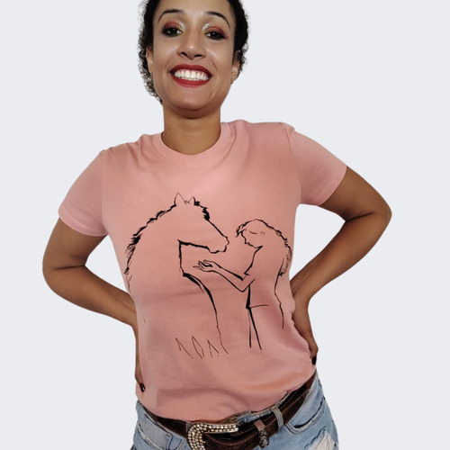 Blusa Feminina Camisa Country Camiseta Basica T Shirt Cavalo