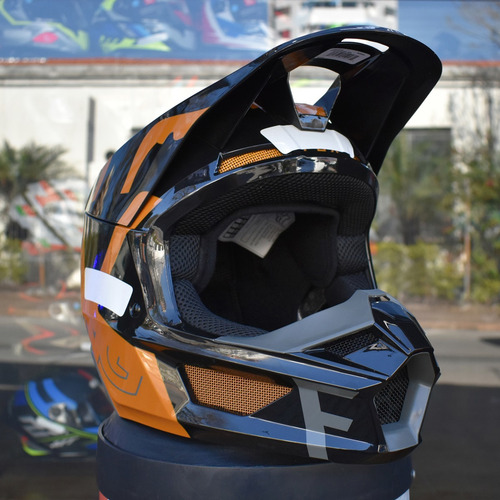 Capacete Moto Cross Trilha Off Road Fox Mx V1 Skew Dourado