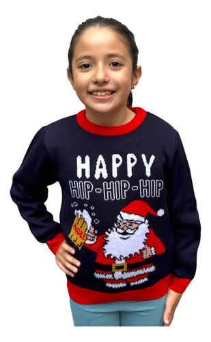 Sueter Navideño / Ugly Sweater Con Santa Con Tarro Niños