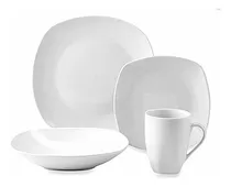 Comprar Set X 30 Piezas Vajilla Semi Cuadrada - Blanco Liso Premium