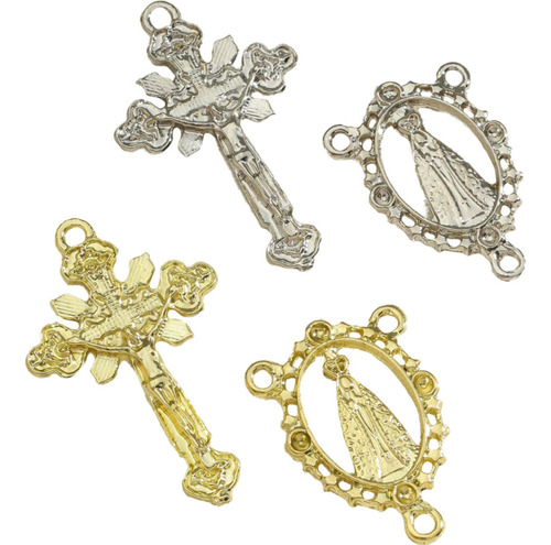 Kit Sortido 30 Crucifixos + 30 Entremeios Alta Qualidade Cor Metade Prata E Metade Dourado