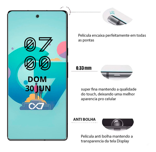 Película 3d Vidro Compatível Com Tecno Spark Go (tela 6.56)