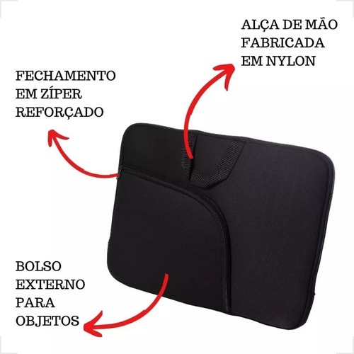 Capa Case Luva Notebook Com Bolso Alça 14 15,6 17 Polegadas