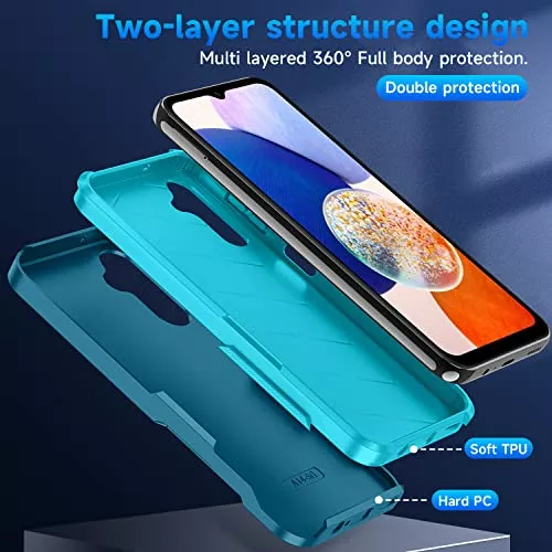 Funda para Samsung Galaxy A14 5G con 1 protector de pantalla de vidrio  templado y 1 funda para lente de cámara, resistente ya prueba de golpes,  funda