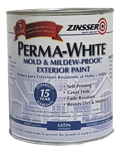 Perma White Latex Exterior Satin Antihongo X 1 Lt