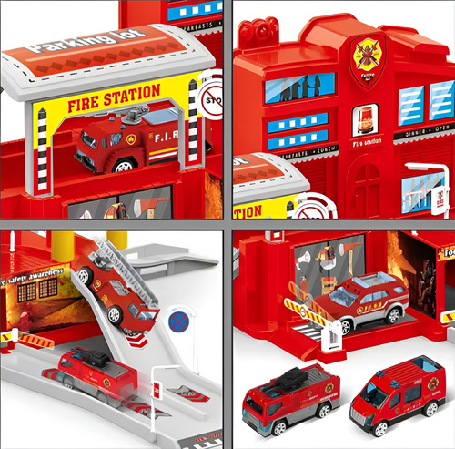 Juguete Super Cuartel De Bomberos Con Vehículos Parking