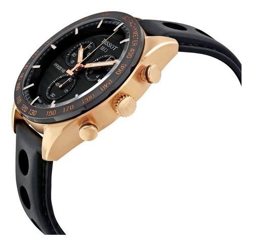 Reloj Tissot Prs 516 T100.417.36.051.00, color rosa original de la correa, color negro, bisel, color negro, color de fondo negro