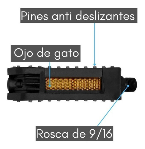 Imagen 2 de 6 de Pedal Bicicleta 9/16 Plastico Bicolor Reforzado Mtb Urbana