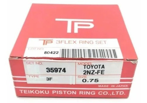 Anillos 0.75 = 0.30 Toyota Yaris 1.3 / 1.5 Tp 2000 Al 2009