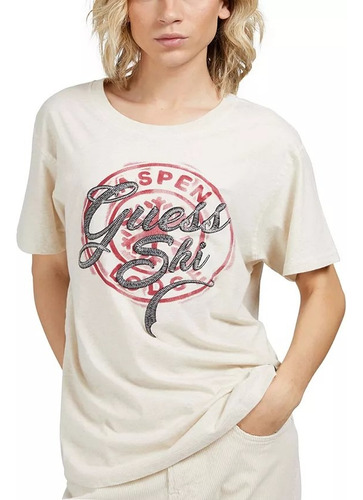 Camiseta Guess Mujer Original Talla S Beige