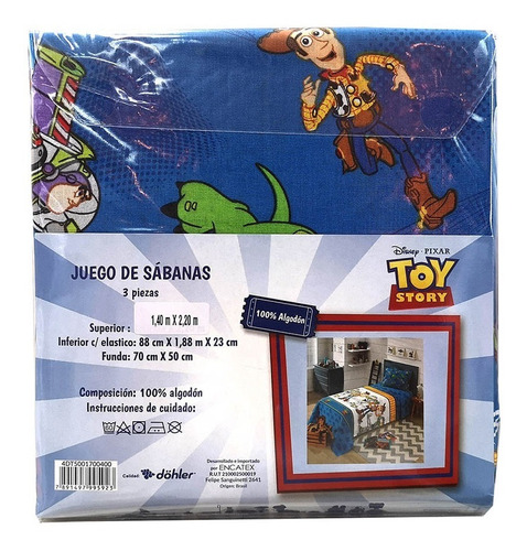 Imagen 5 de 6 de Juego Sábanas 1 Plaza 100% Algodón Toy Story Original