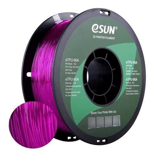 Filamento Esun Premium Tpu-95a 1.75mm, 1kg Color Púrpura