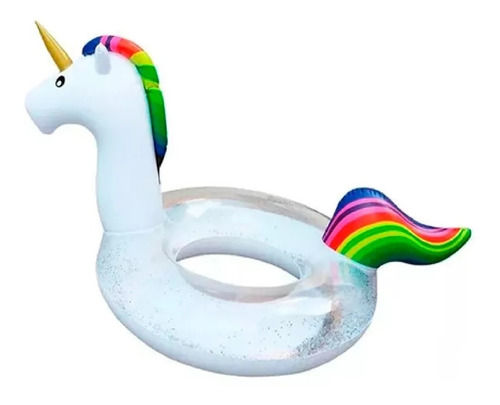 Salvavidas Unicornio Glitter 90cm Flotador Kawaii Floaties