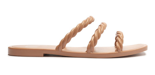 Imagem 3 de 4 de Sandália Rasteira Tiras Injetada Com Lata Nude - My Shoes