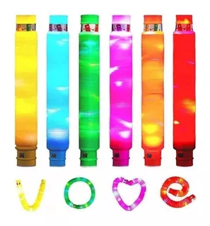 6 Poptube Com Led Tubo Fidget Tube Toys Folding Pop It