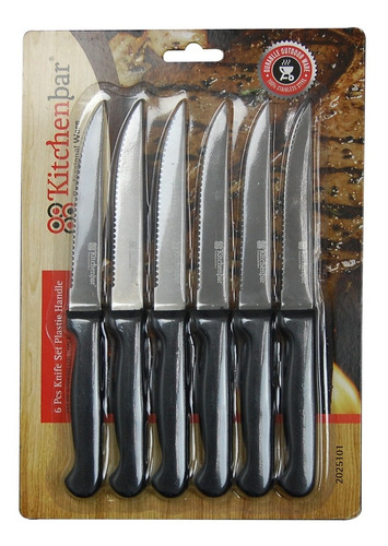 Set De 6 Cuchillos Para Carne Con Mango Plástico Kitchenbar