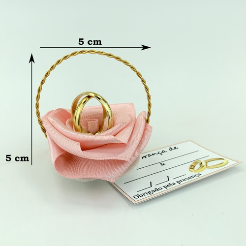 Lembrancinha Casamento Cestinha Alianças Rosa Bebe Kit 50 Un