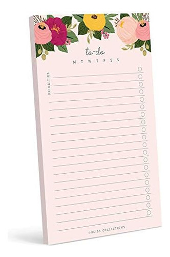 To Do List Notepad, Pink Floral, Magnetic Weekly And Da...