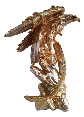 Adorno Figura Decorativa Aguila Dorada, Alto 24cm.