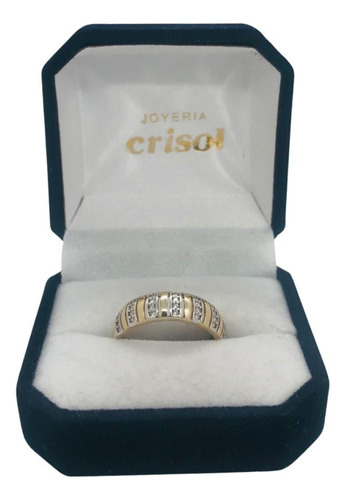 Anillo Combinado Oro9k Y Blanco C/circonias (a323)