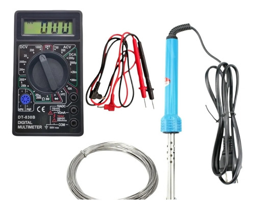 Kit Tester Multimetro Digital Cautin Para Soldar 60w Estaño 