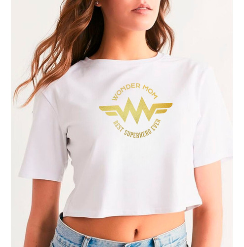 Cro Top Para Damas Estampada Diseño Mama Wonder Mom