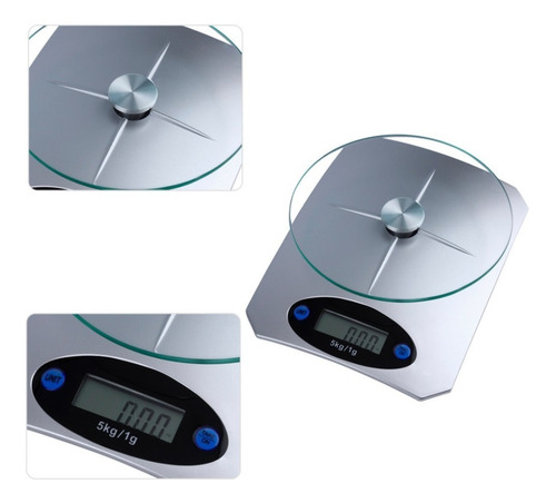 Imagen 7 de 10 de Bascula Digital De Cocina Base De Vidrio De 1 Gr A 5 Kilos