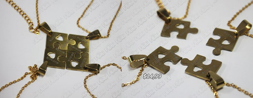 Imagen 1 de 5 de Collar De Amigos Varios Rompecabezas Dorado (tienda Friki)