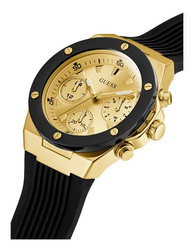 Reloj Mujer Guess Gw0030l2 Cuarzo Pulso Negro Just Watches Color del fondo Dorado