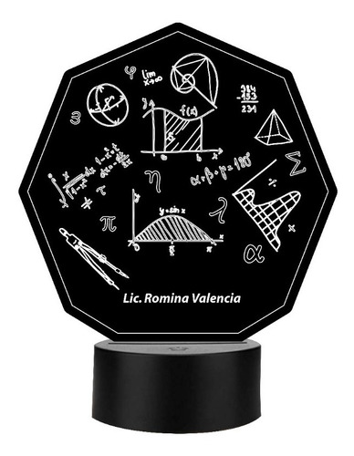 Lámpara Matemáticas 3d Led Personalizada Art13026