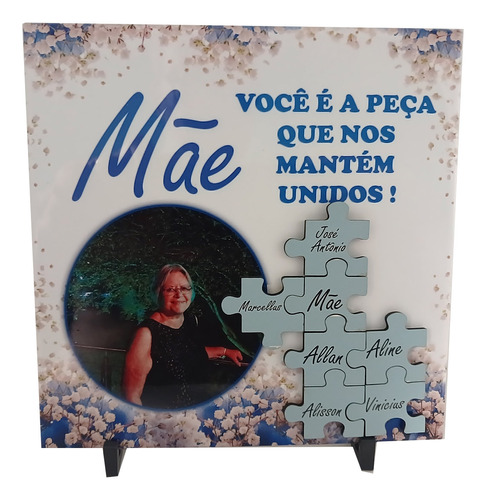 Porta Retrato Azulejo Presente Dias Mães Foto Personalizada