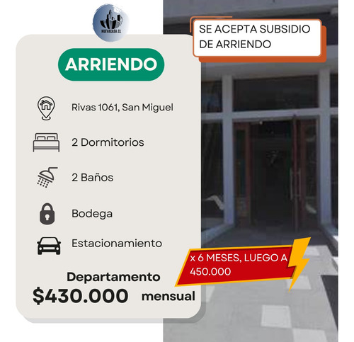 Arriendo Amplio Dpto Rivas 1061