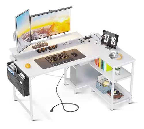 ODK Escritorio para computadora con cajones, escritorio de oficina de 48  pulgadas con bolsa de almacenamiento y estantes, escritorio de trabajo con