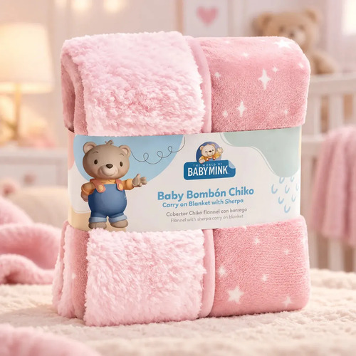 Cobertor Con Borrega Bebe Baby Mink Bm187 Cobija Borreguita Termica Universo Microfibra Suave Para Recien Nacido Cuna Moises Viaje Manta Infantil Calientito Edredon Accesorios Dormitorio Rosa