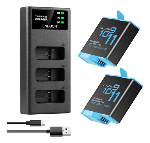 Enegon Batería Recargable Y Cargador De Batería Para Hero 11