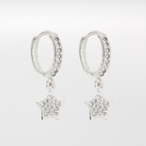 Aretes Con Dije Estrella De Plata Ley .925 