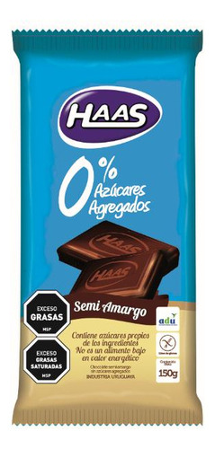 Haas Tableta 0% Azucar Semi Amargo 150g