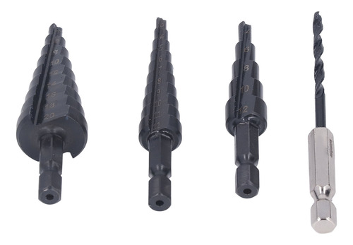 Kit De Brocas Step Drill, 4 Piezas, Hss, Ranura Recta, Térmi
