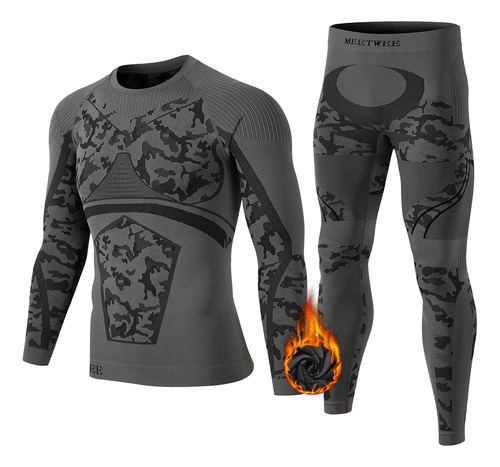 Men's Thermal Underwear Set, Winter Ski Gear Fleece Lined Lo