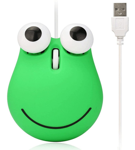 Mouse Con Cable Usb - Para Ninos Diseno Sapo Verde