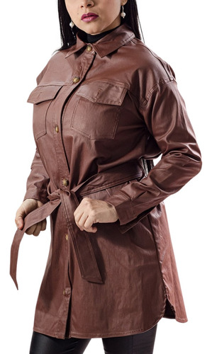 Tapado Trench Mujer Bengalina  Engomada Elastizada Camisaco