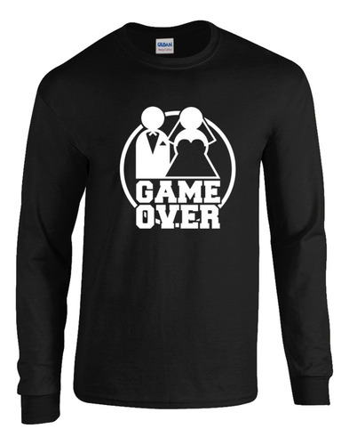Game Over Pareja Camibuso Camiseta Negra Manga Larga Hombre