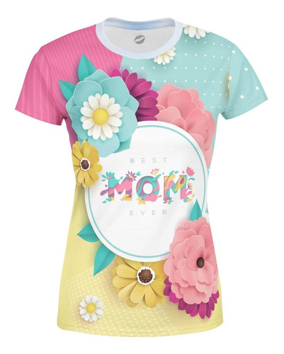 Playera Full Print Dia De La Madre Flores Colores Best Mom