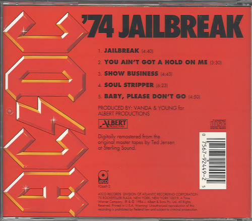 Cd Acdc 74 Jailbreak, Original,lacrado Em Digipack