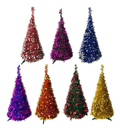 Imagen 8 de 10 de Arbol De Navidad Espiral Plegable 60cm Hojas Metalizado